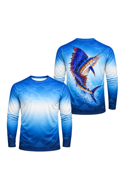 Performance Fishing Long Sleeve - Sailfish Ombre Bands - ULS375V image 1