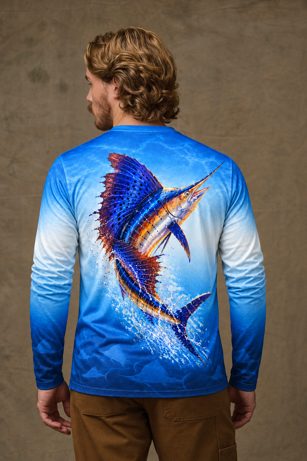 Performance Fishing Long Sleeve - Sailfish Ombre Bands - ULS375V image 2