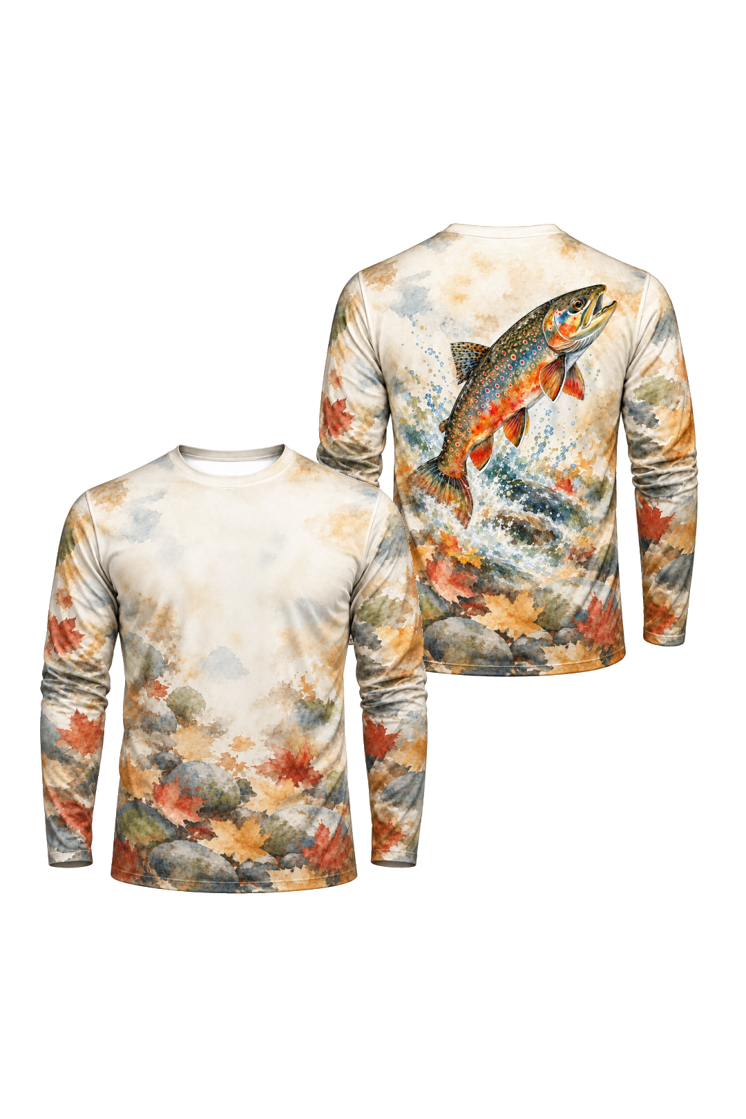 Performance Fishing Long Sleeve - Watercolor Brookie Run - ULS385V image 1
