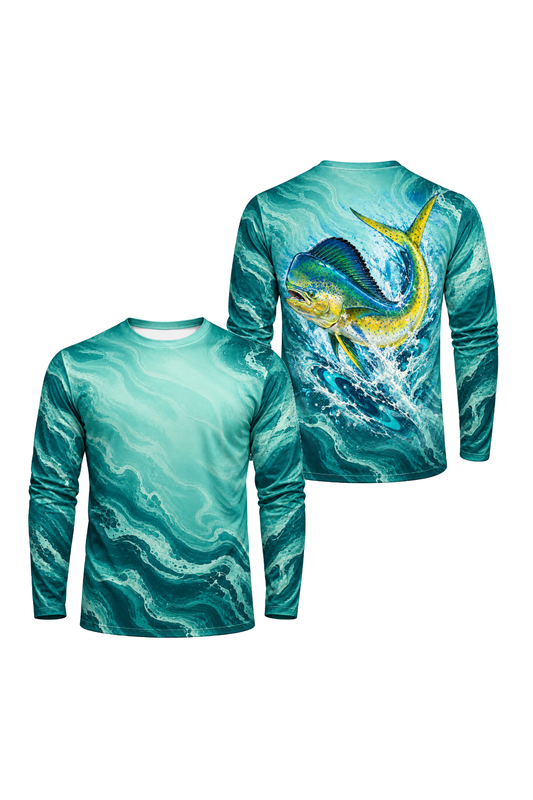Performance Fishing Long Sleeve - Teal Current Mahi - ULS392V image 1
