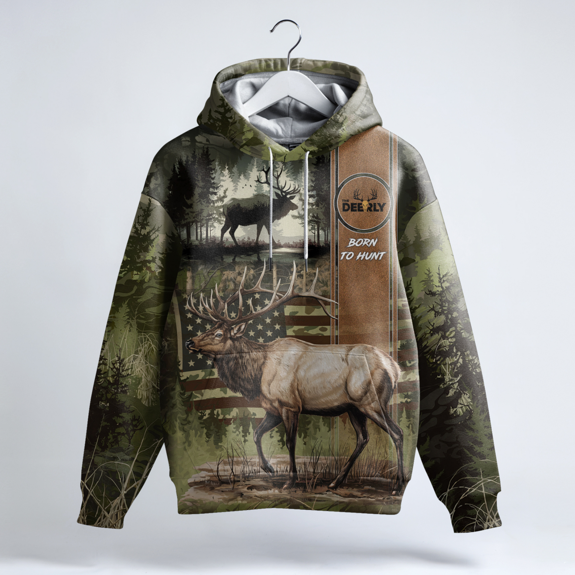 Elk Hunter Camo Hoodie - Born to Hunt - The Deerly