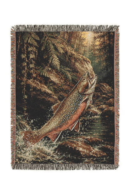 Rusty Trout Woven Lodge Throw Blanket