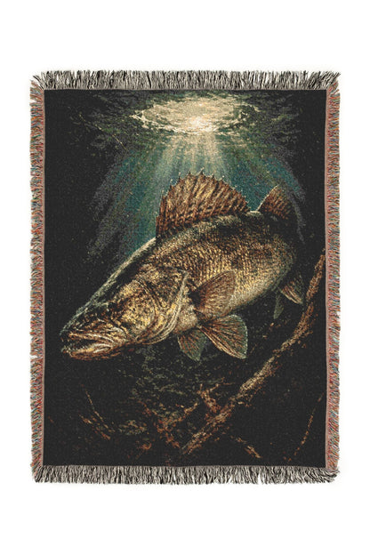 Tobacco Trout Woven Lodge Throw Blanket