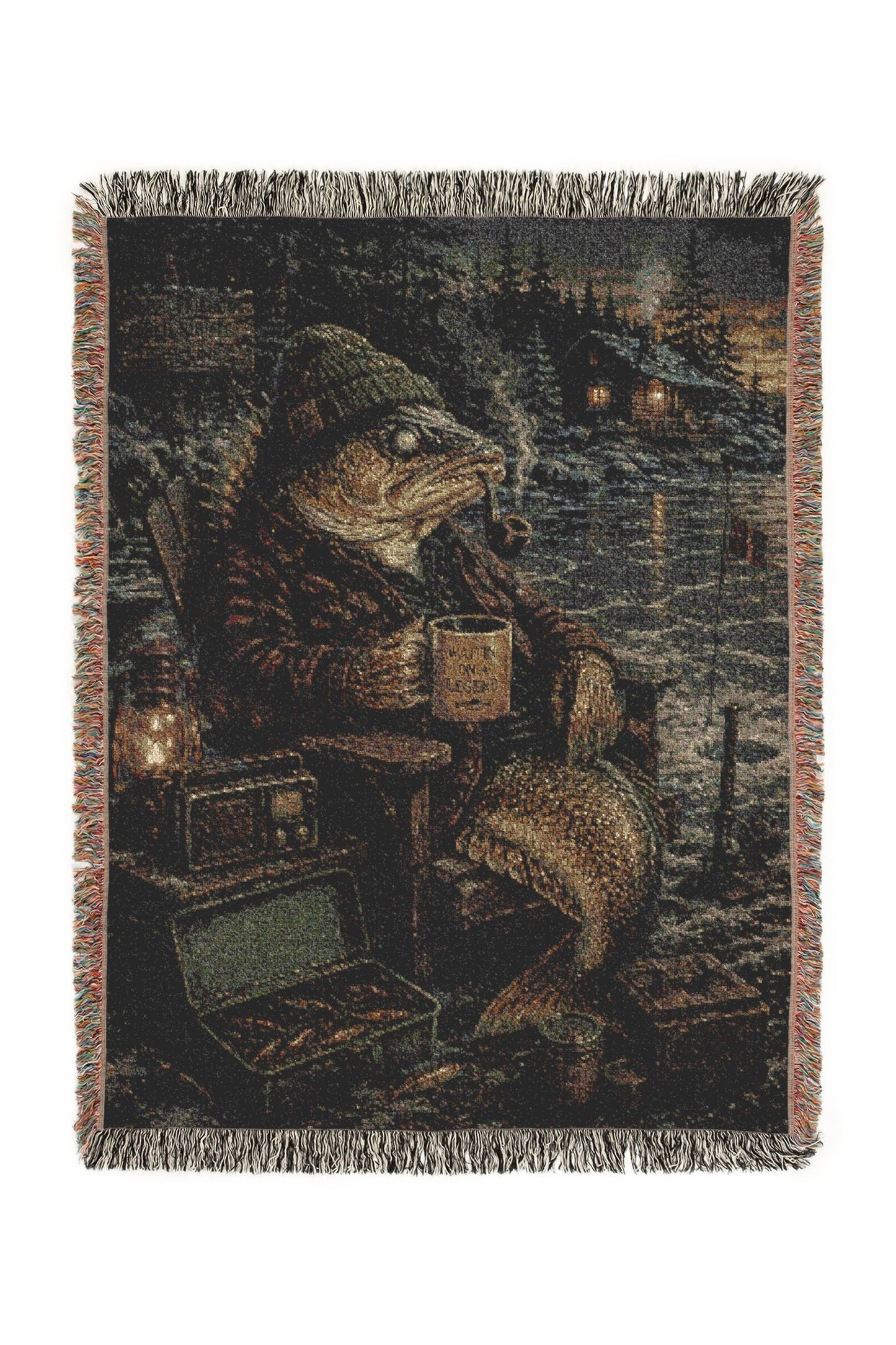 Cabin Trout Woven Lodge Throw Blanket