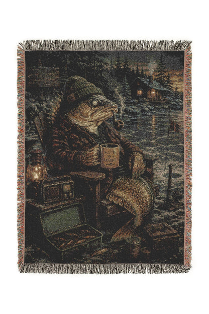 Cabin Trout Woven Lodge Throw Blanket