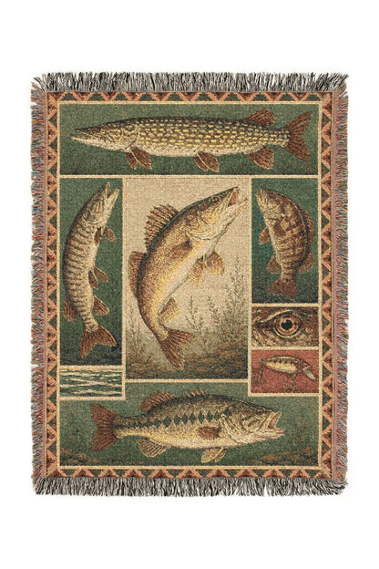 Forest Trout Woven Lodge Throw Blanket