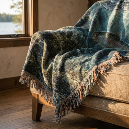 Superior Shoreline Trout Woven Lodge Throw Blanket