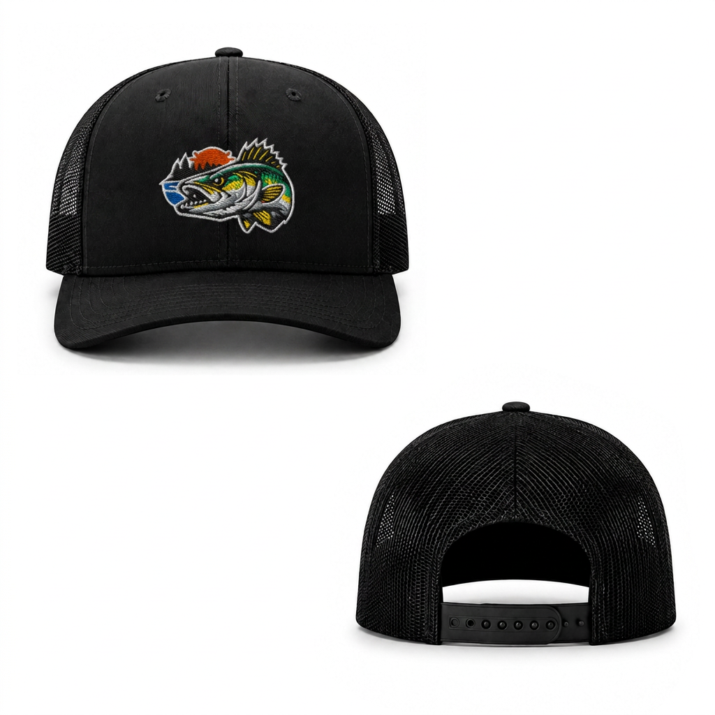 Sunset Walleye Trucker Cap - black