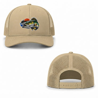 Sunset Walleye Trucker Cap - khaki