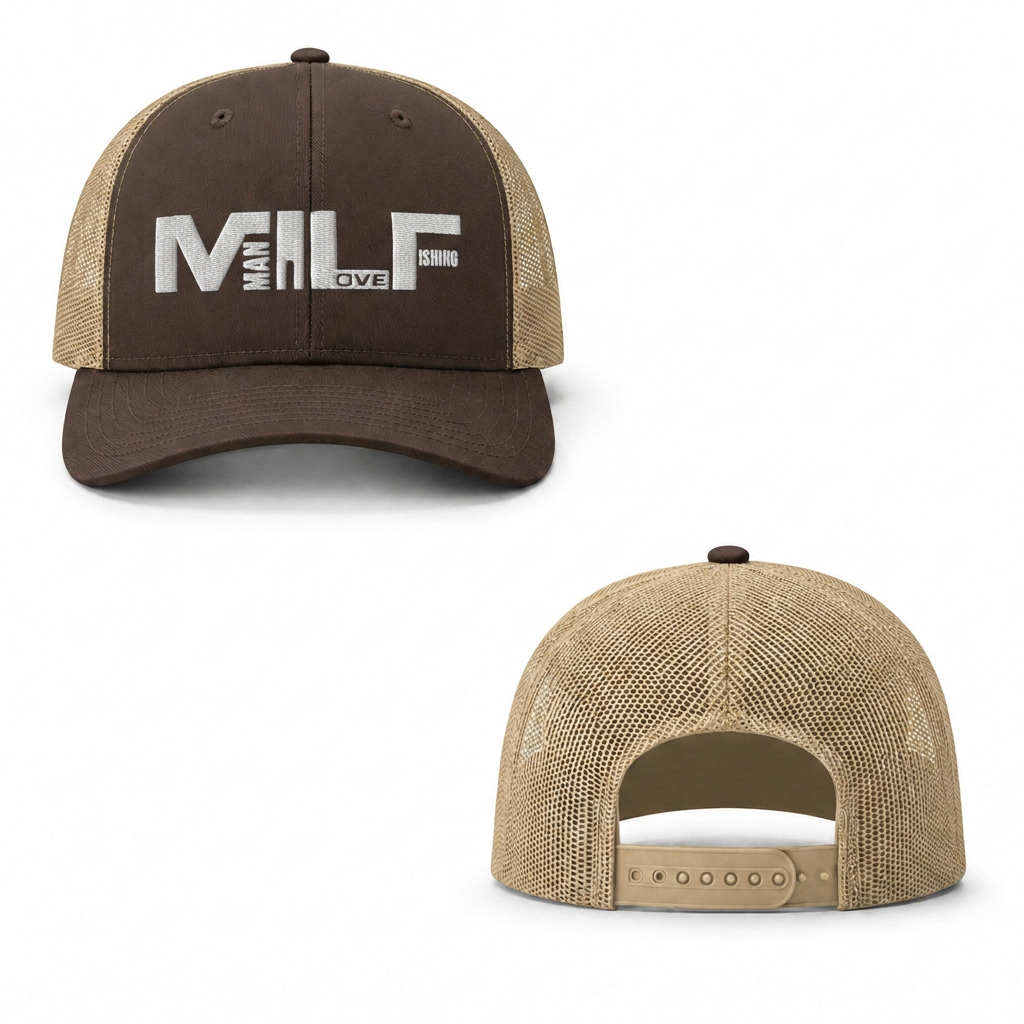 Man Love Fishing Trucker Cap - brown khaki