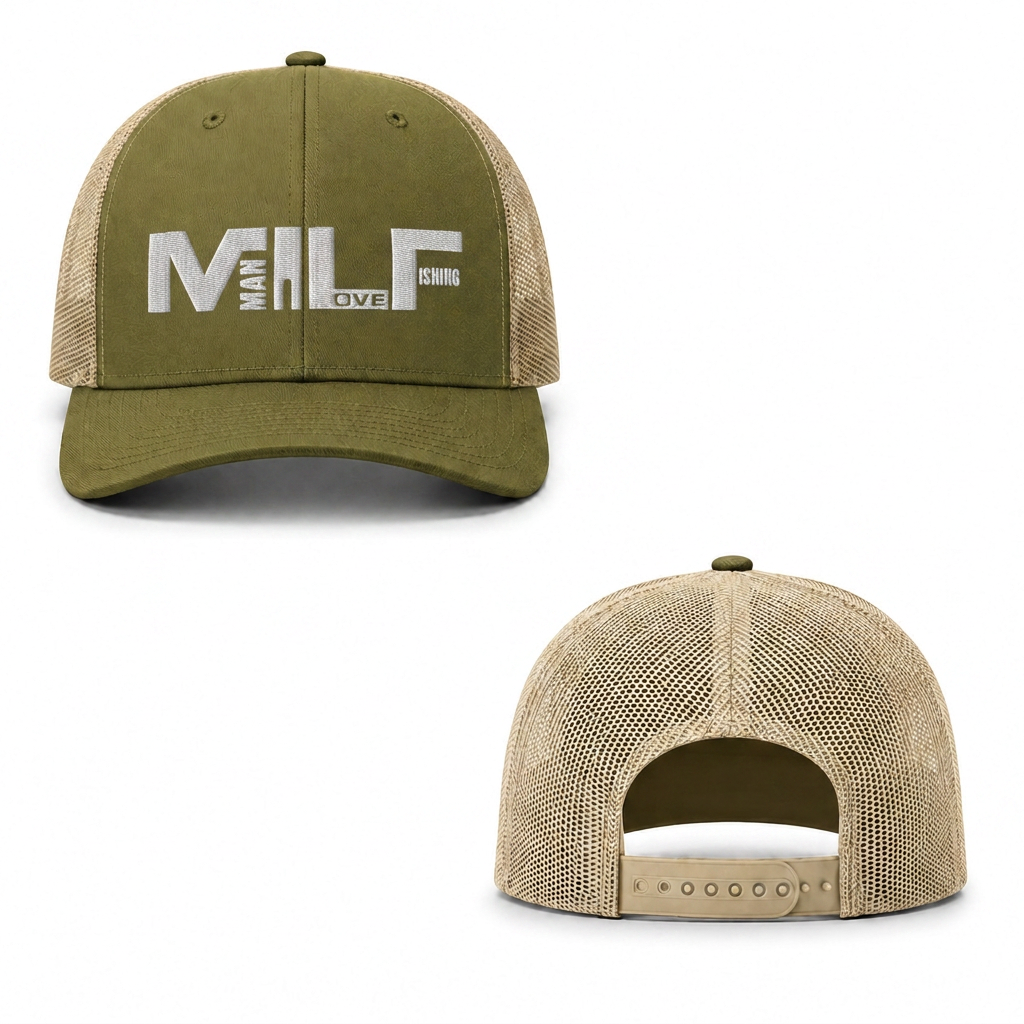Man Love Fishing Trucker Cap - moss khaki