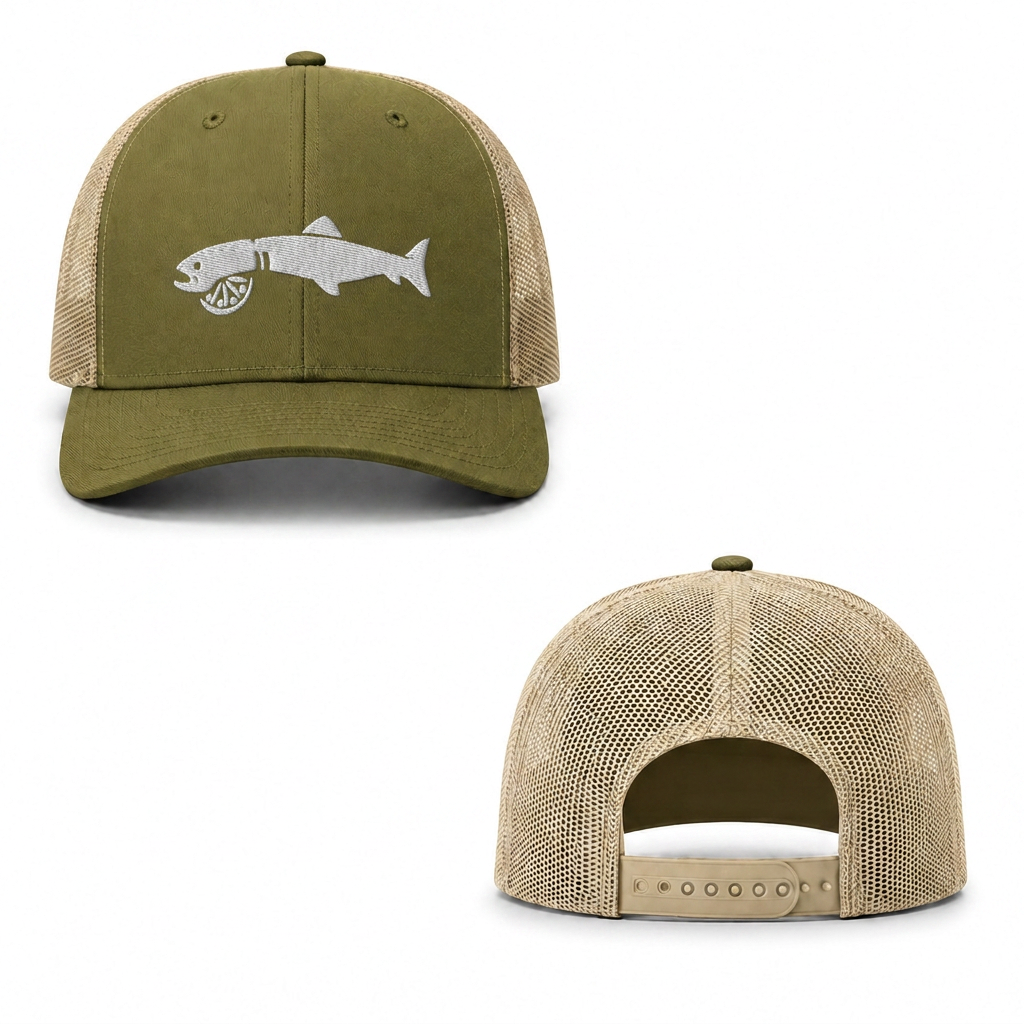 Trout Fly Trucker Cap - moss khaki