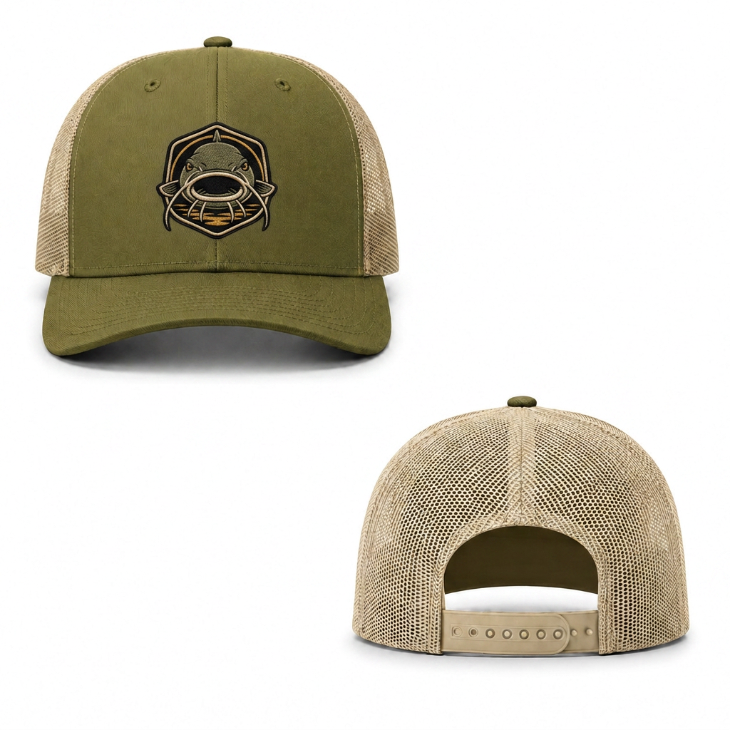 Catfish Shield Trucker Cap - moss khaki