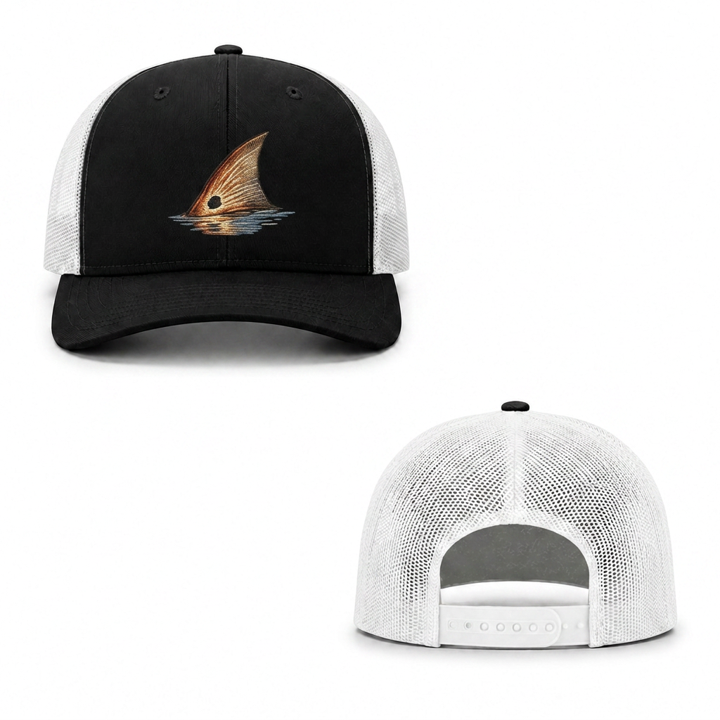 Redfish Tail Trucker Cap - black white