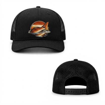 Sunset Redfish Trucker Cap - black