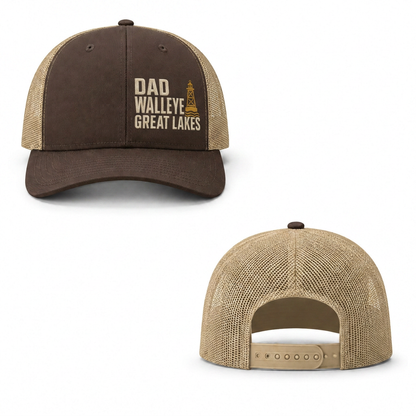 Walleye Dad Trucker Cap - brown khaki