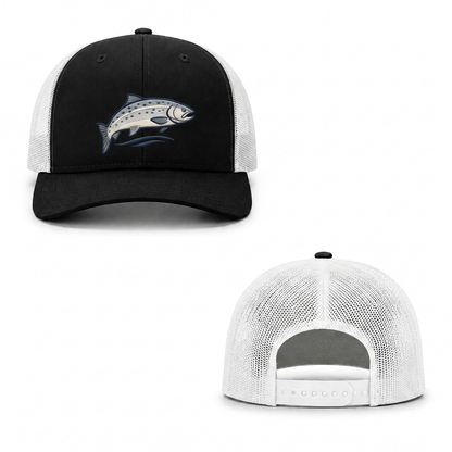 Trout Stream Trucker Cap - black white