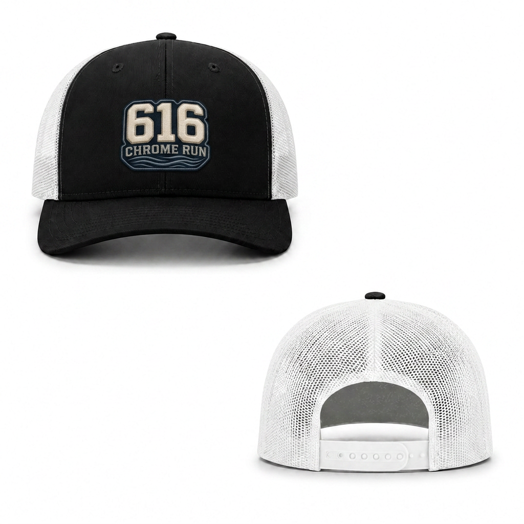 Chrome Run Trucker Cap - black white