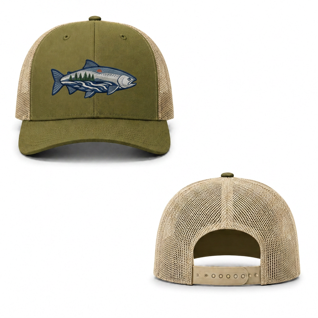 River Trout Trucker Cap - moss khaki