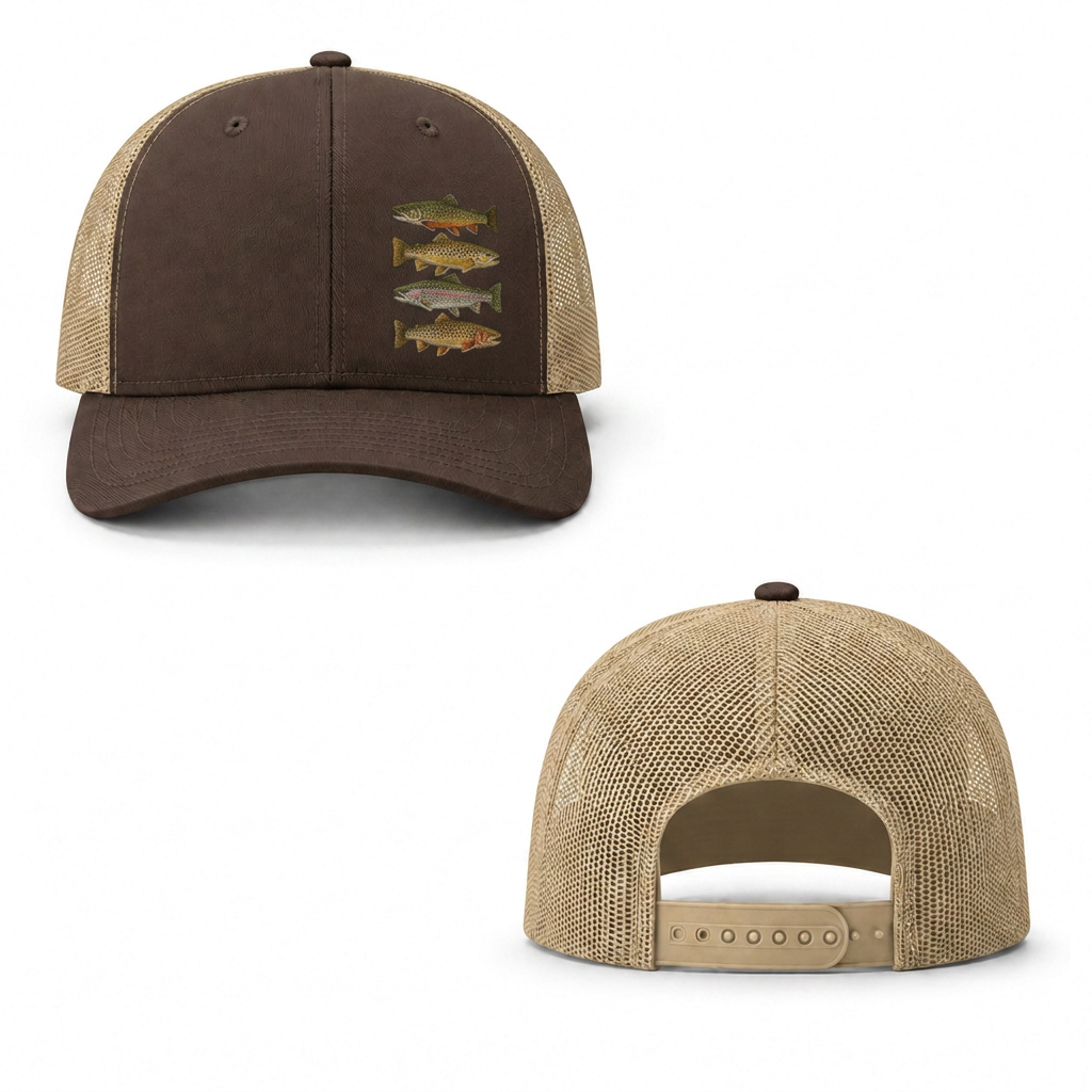 Trout Stack Trucker Cap - brown khaki