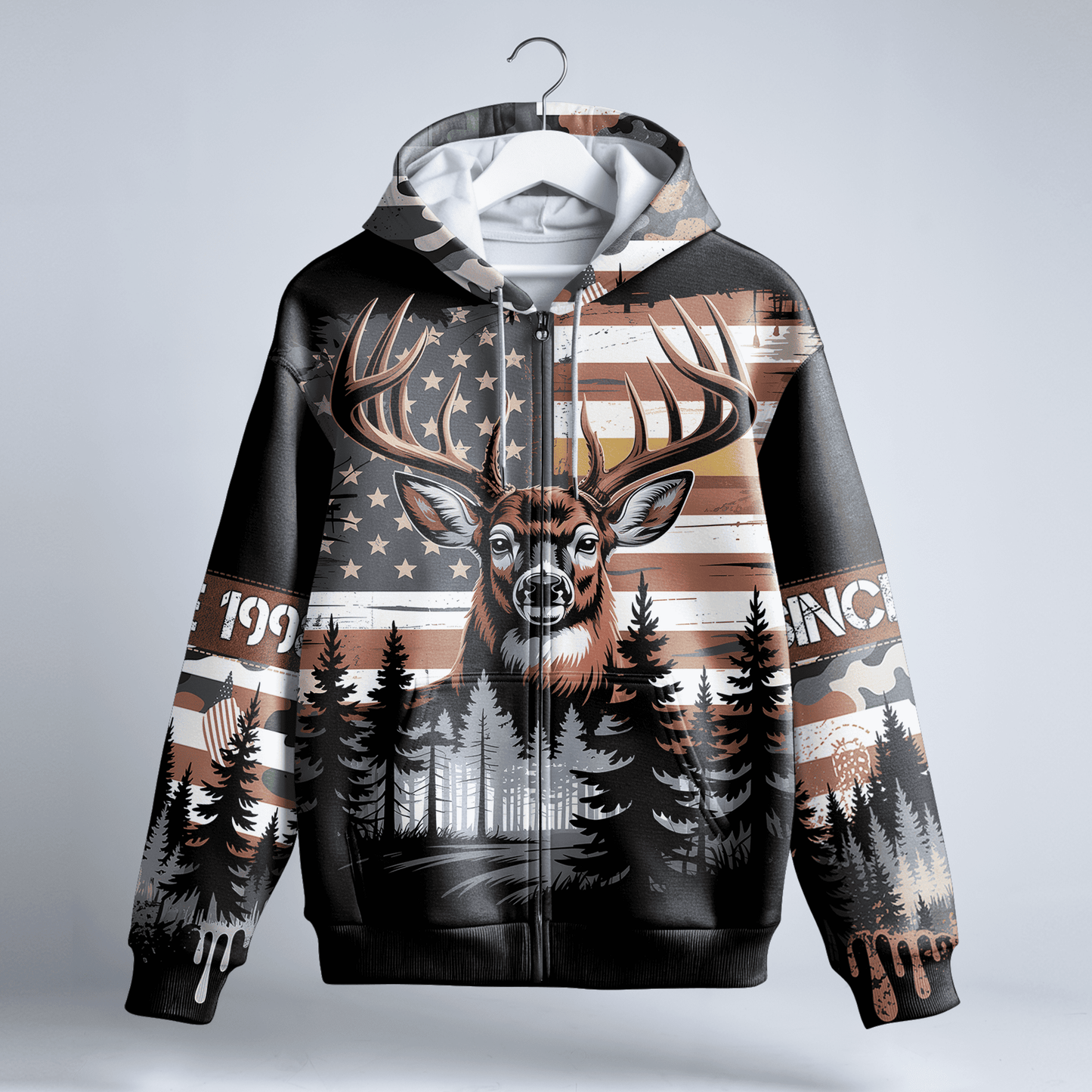 American Whitetail Patriot Personalized Zip Hoodie