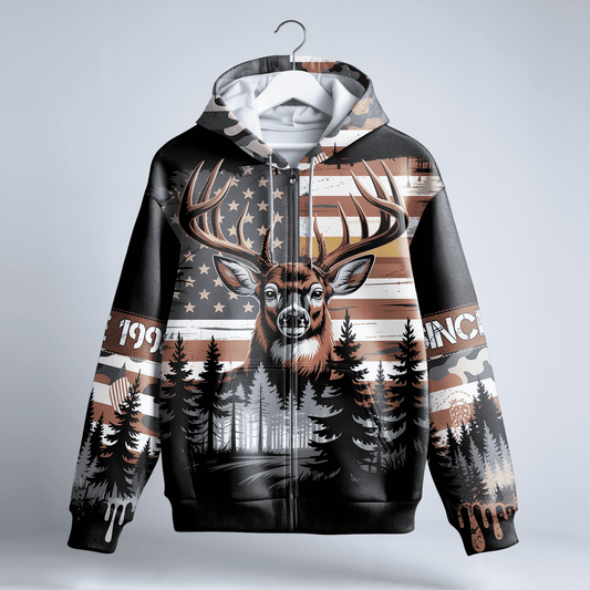 American Whitetail Patriot Personalized Zip Hoodie