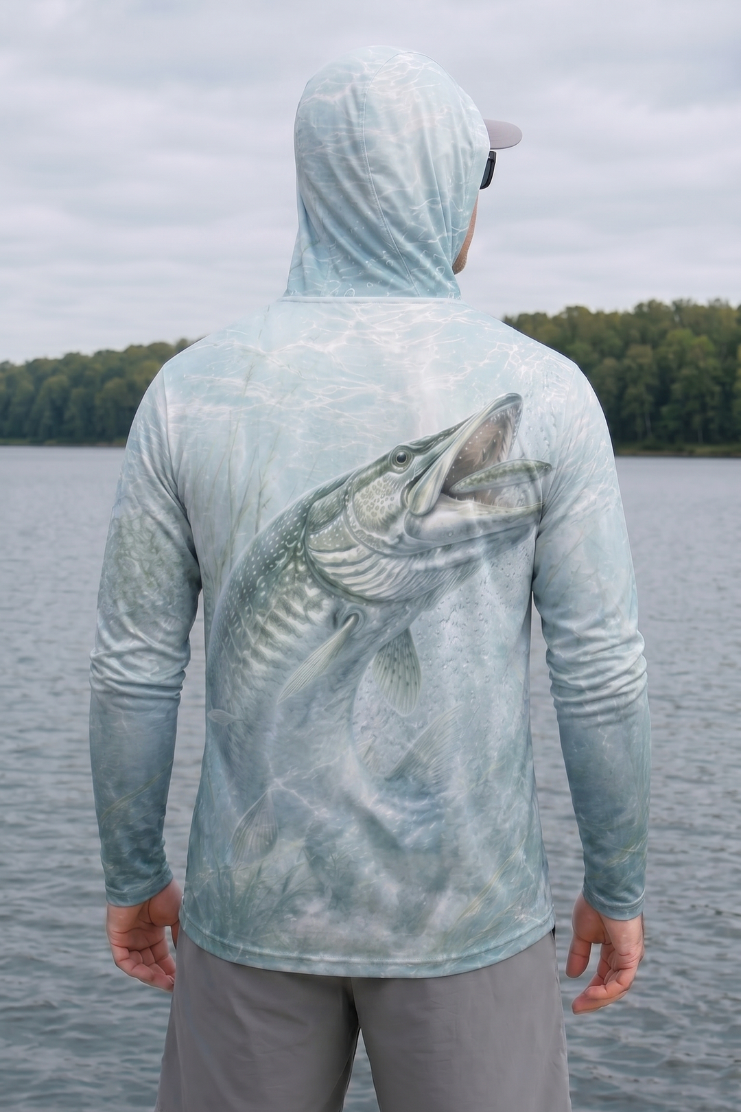 AirLite Fishing Sun Hoodie - Ghost Bay Musky - MHL011 lifestyle artwork side