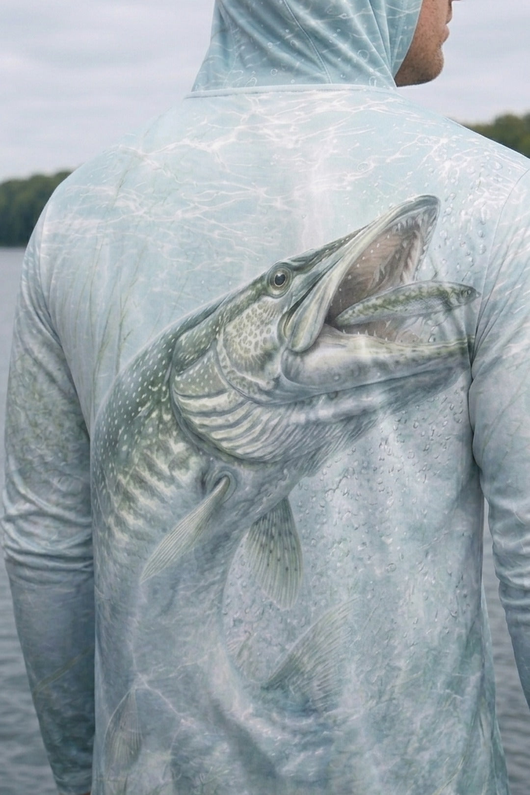 AirLite Fishing Sun Hoodie - Ghost Bay Musky - MHL011 lifestyle artwork zoom