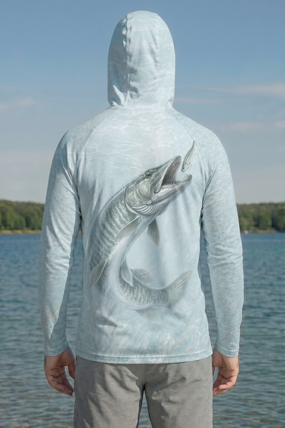 AirLite Fishing Sun Hoodie - Ghost Bay Musky - MHL024 lifestyle artwork side