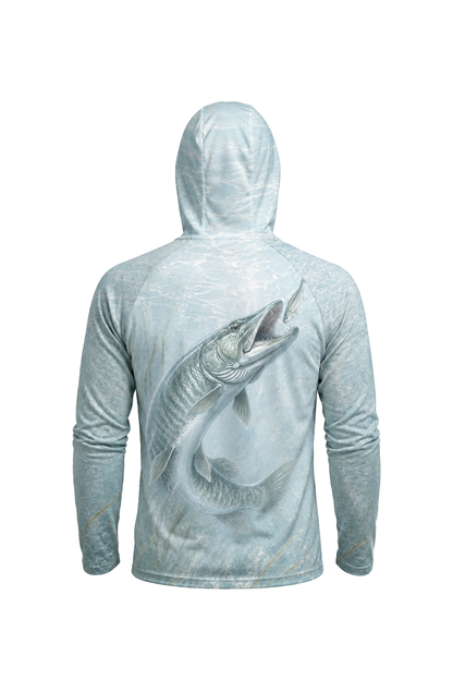 AirLite Fishing Sun Hoodie - Ghost Bay Musky - MHL024 mockup artwork side