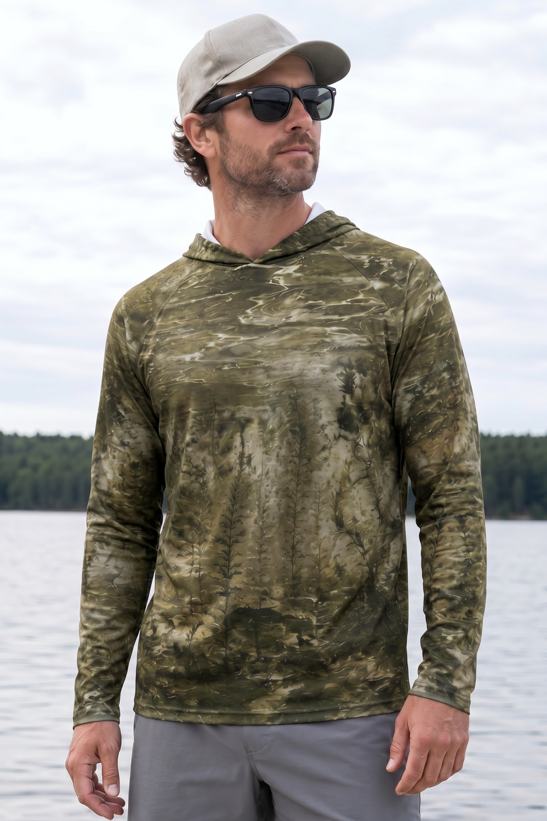 AirLite Fishing Sun Hoodie - Ghost Reed Musky - MHL013 lifestyle opposite side