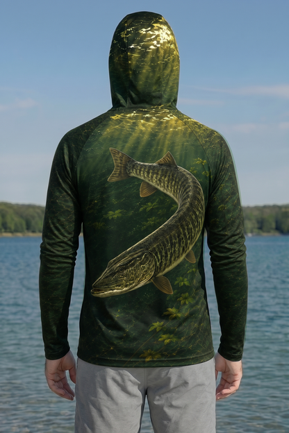 AirLite Fishing Sun Hoodie - Green Weed Musky - MHL25 image 2