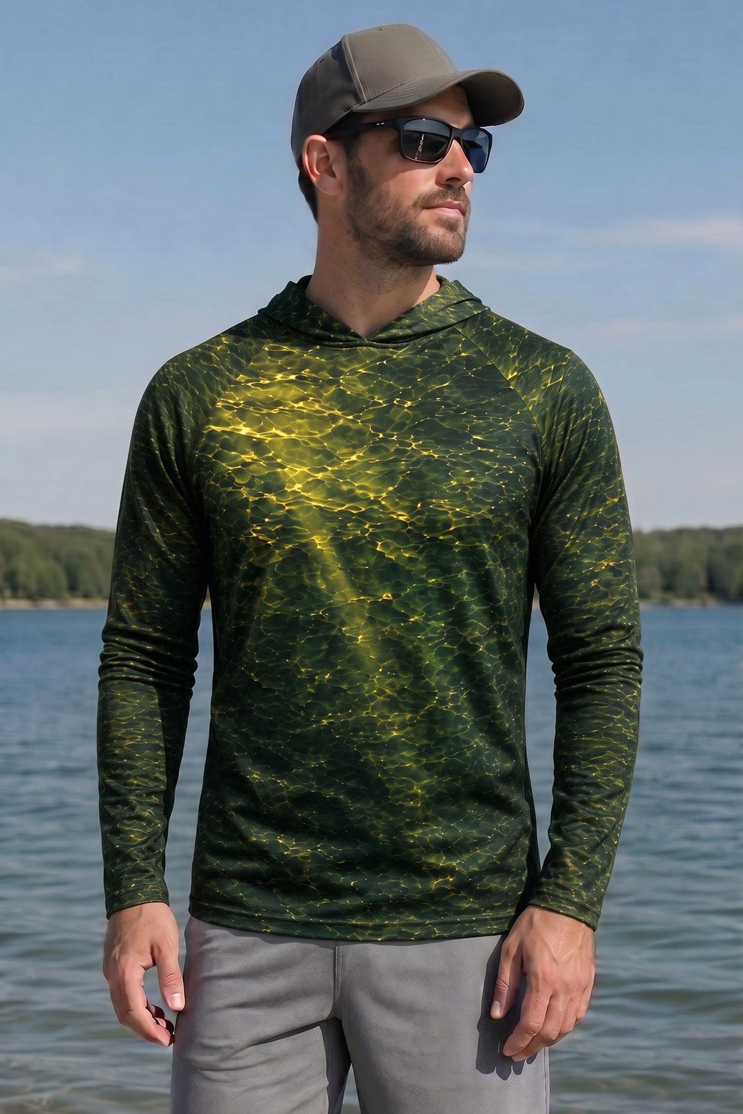 AirLite Fishing Sun Hoodie - Green Weed Musky - MHL25 image 3