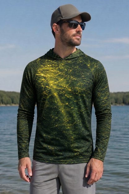 AirLite Fishing Sun Hoodie - Green Weed Musky - MHL25 image 3