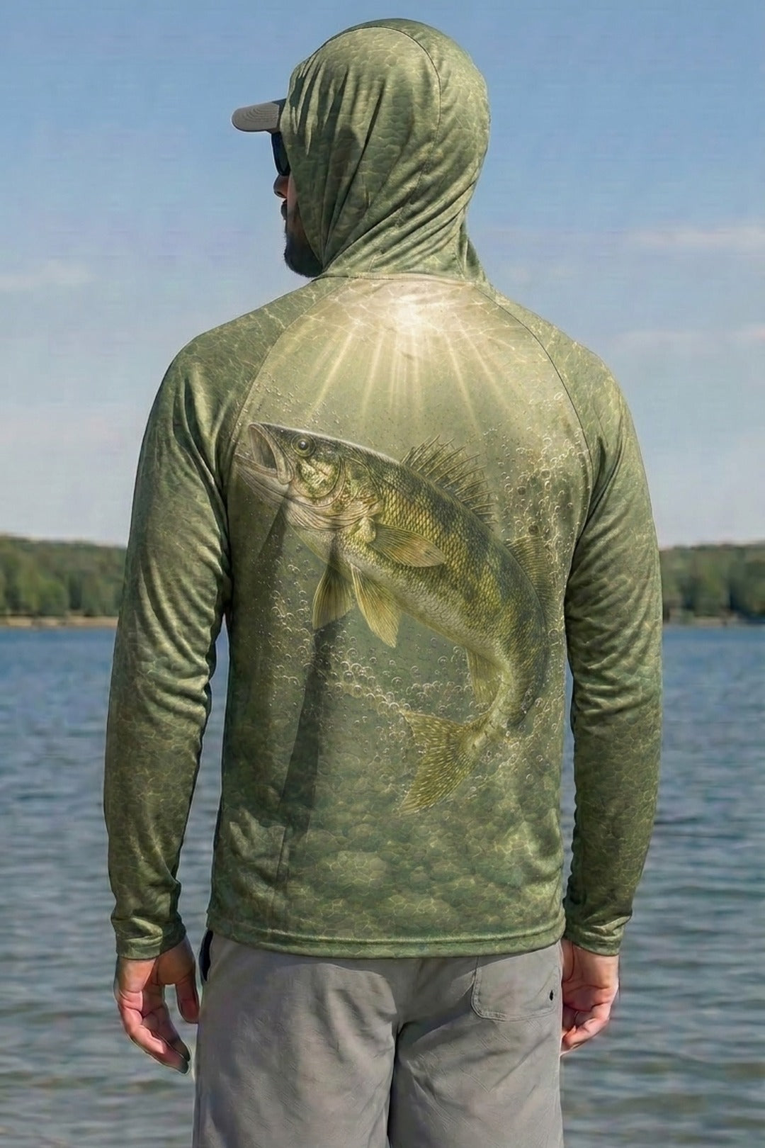 AirLite Fishing Sun Hoodie - Greenback Walleye - MHL017 lifestyle artwork side