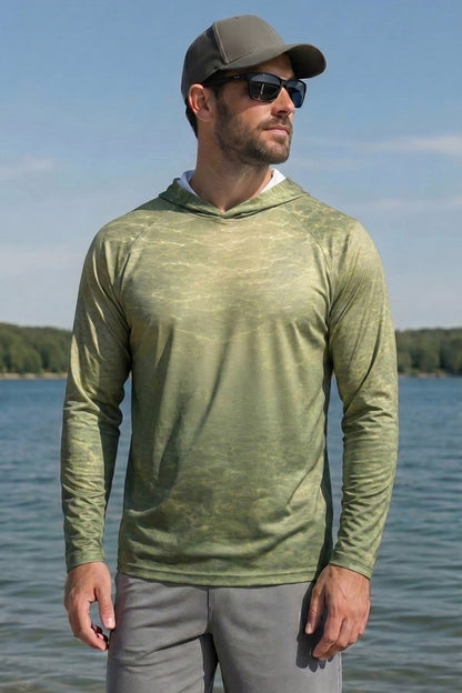 AirLite Fishing Sun Hoodie - Greenback Walleye - MHL017 lifestyle opposite side