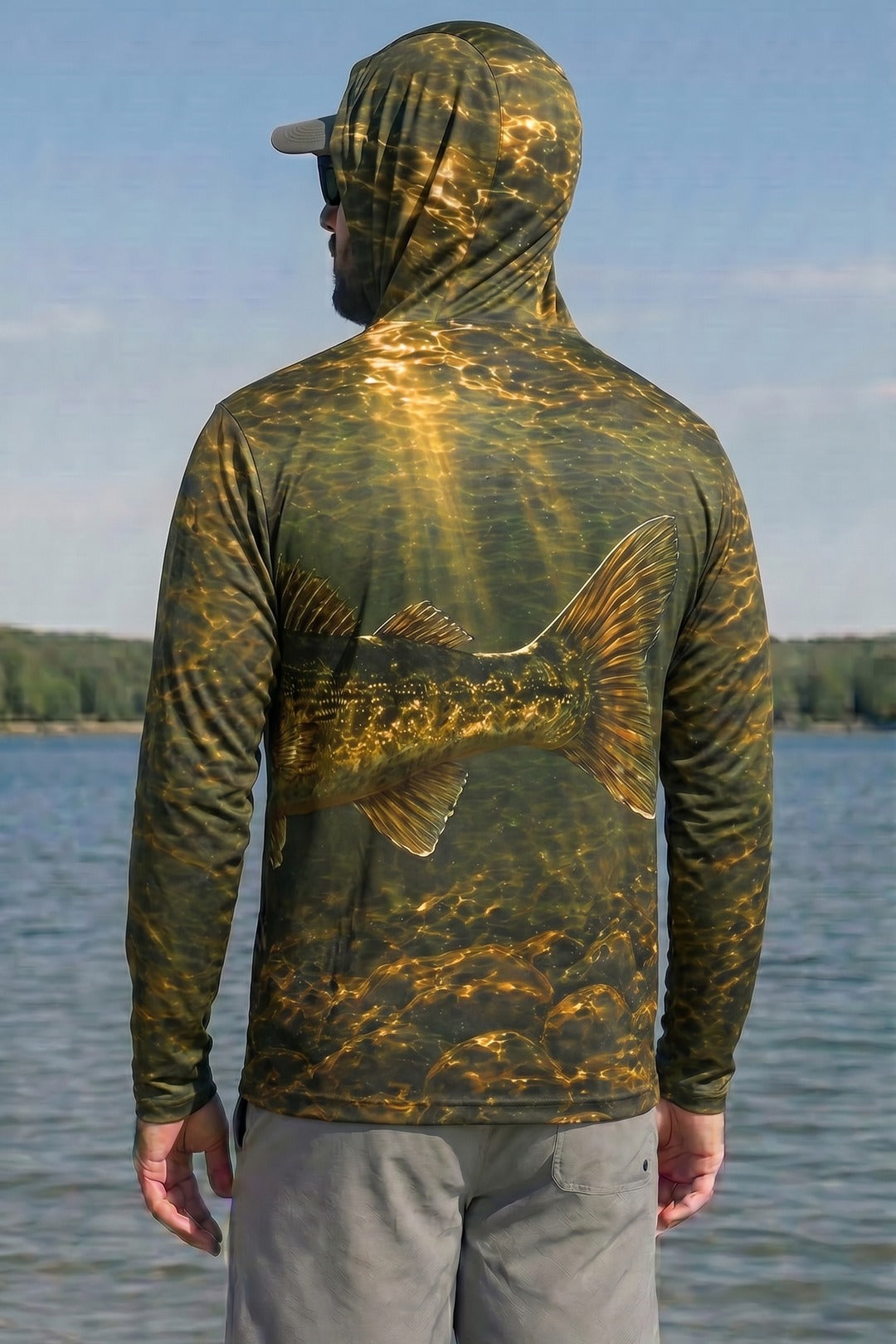 AirLite Fishing Sun Hoodie - Hardrock Walleye Hunt - MHL006 lifestyle artwork side