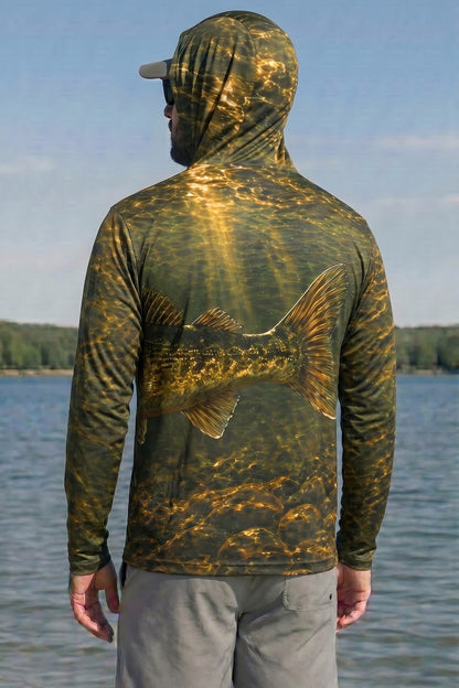 AirLite Fishing Sun Hoodie - Hardrock Walleye Hunt - MHL006 lifestyle artwork side