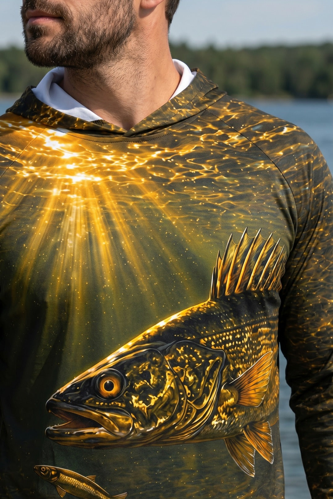 AirLite Fishing Sun Hoodie - Hardrock Walleye Hunt - MHL006 lifestyle artwork zoom