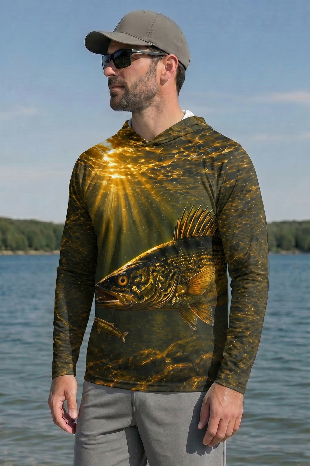 AirLite Fishing Sun Hoodie - Hardrock Walleye Hunt - MHL006 lifestyle opposite side