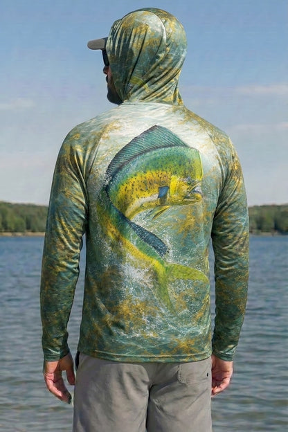 AirLite Fishing Sun Hoodie - Mahi mahi Gold Rush - MHL015 lifestyle artwork side