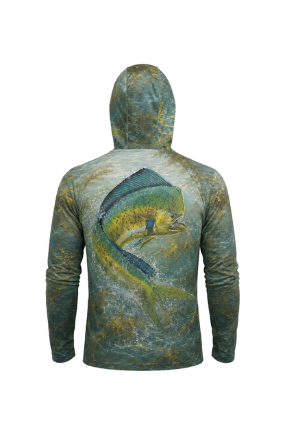 AirLite Fishing Sun Hoodie - Mahi mahi Gold Rush - MHL015 mockup artwork side