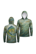 AirLite Fishing Sun Hoodie - Mahi mahi Gold Rush - MHL015 two shirts front artwork