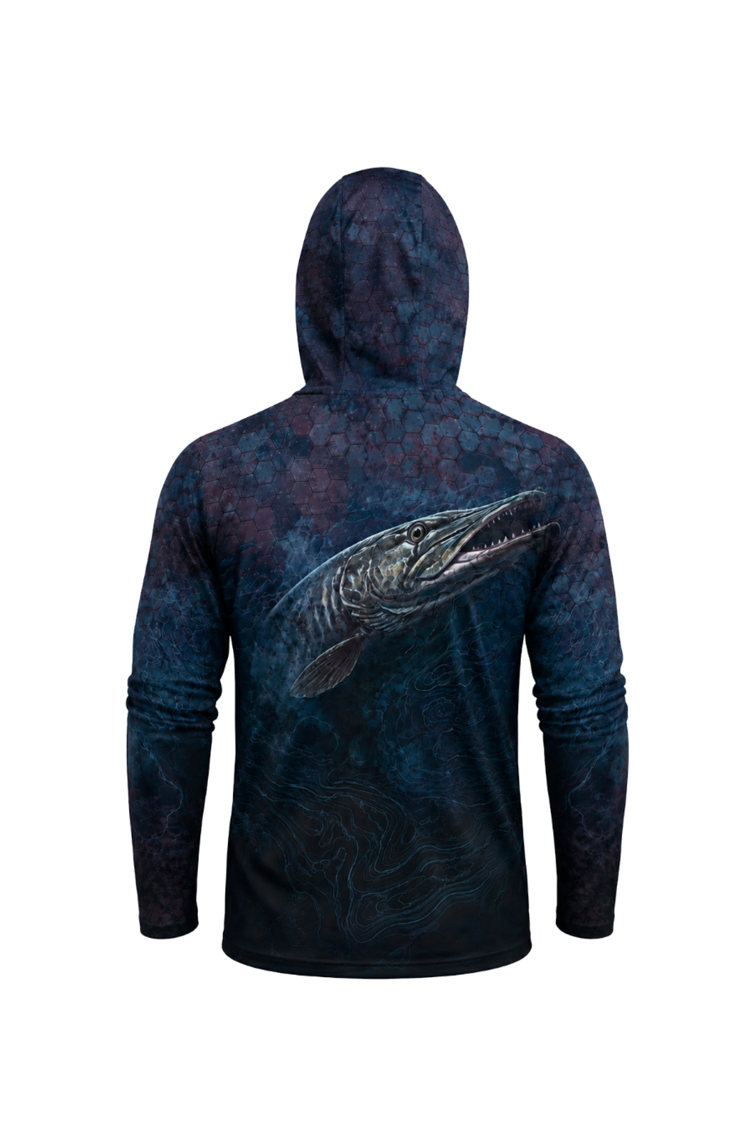AirLite Fishing Sun Hoodie - Midnight Depth Muskie - MHL007 mockup artwork side
