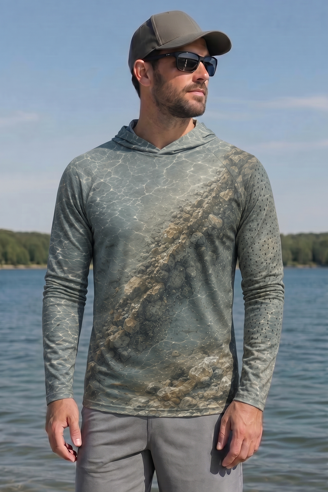 AirLite Fishing Sun Hoodie - Ozark Current Crown Brown - MHL27 image 3
