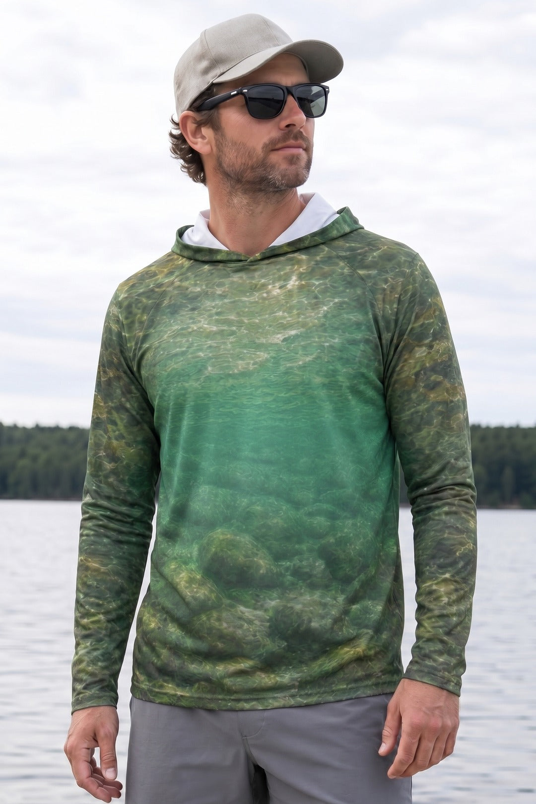 AirLite Fishing Sun Hoodie - Rainbow Current Glide - MHL012 lifestyle opposite side