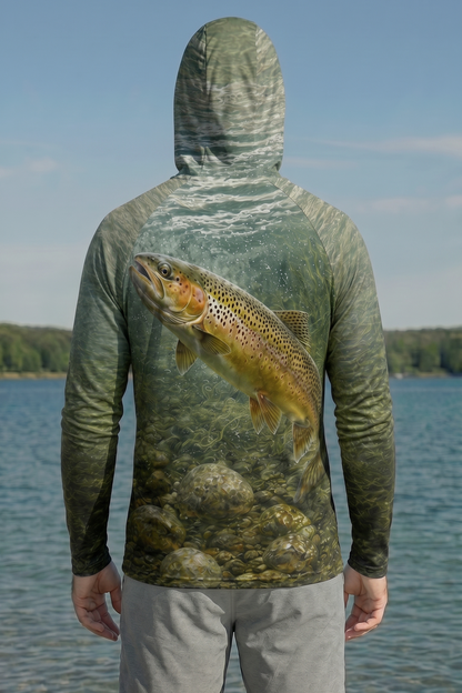 AirLite Fishing Sun Hoodie - Rainbow Trout Currentline - MHL016 lifestyle artwork side