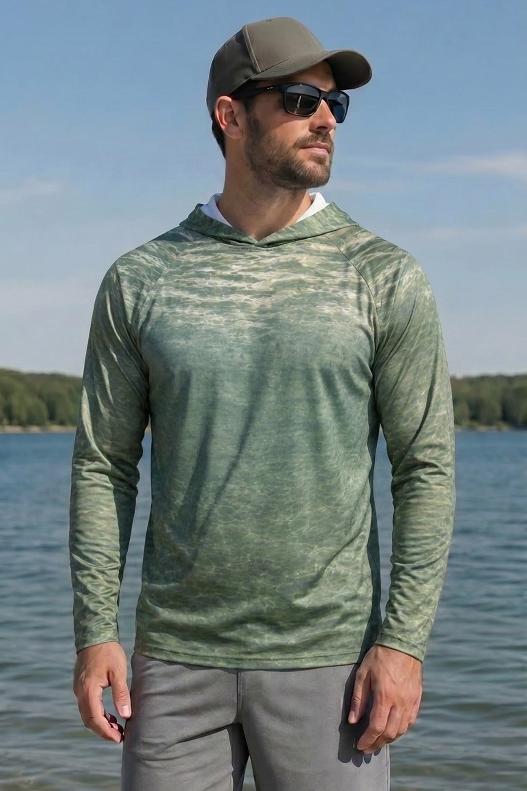 AirLite Fishing Sun Hoodie - Rainbow Trout Currentline - MHL016 lifestyle opposite side