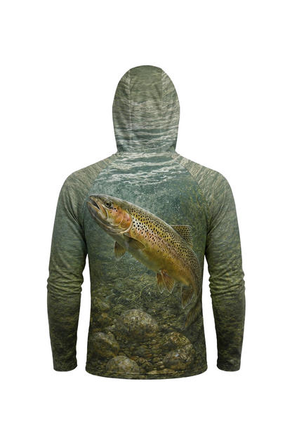 AirLite Fishing Sun Hoodie - Rainbow Trout Currentline - MHL016 mockup artwork side
