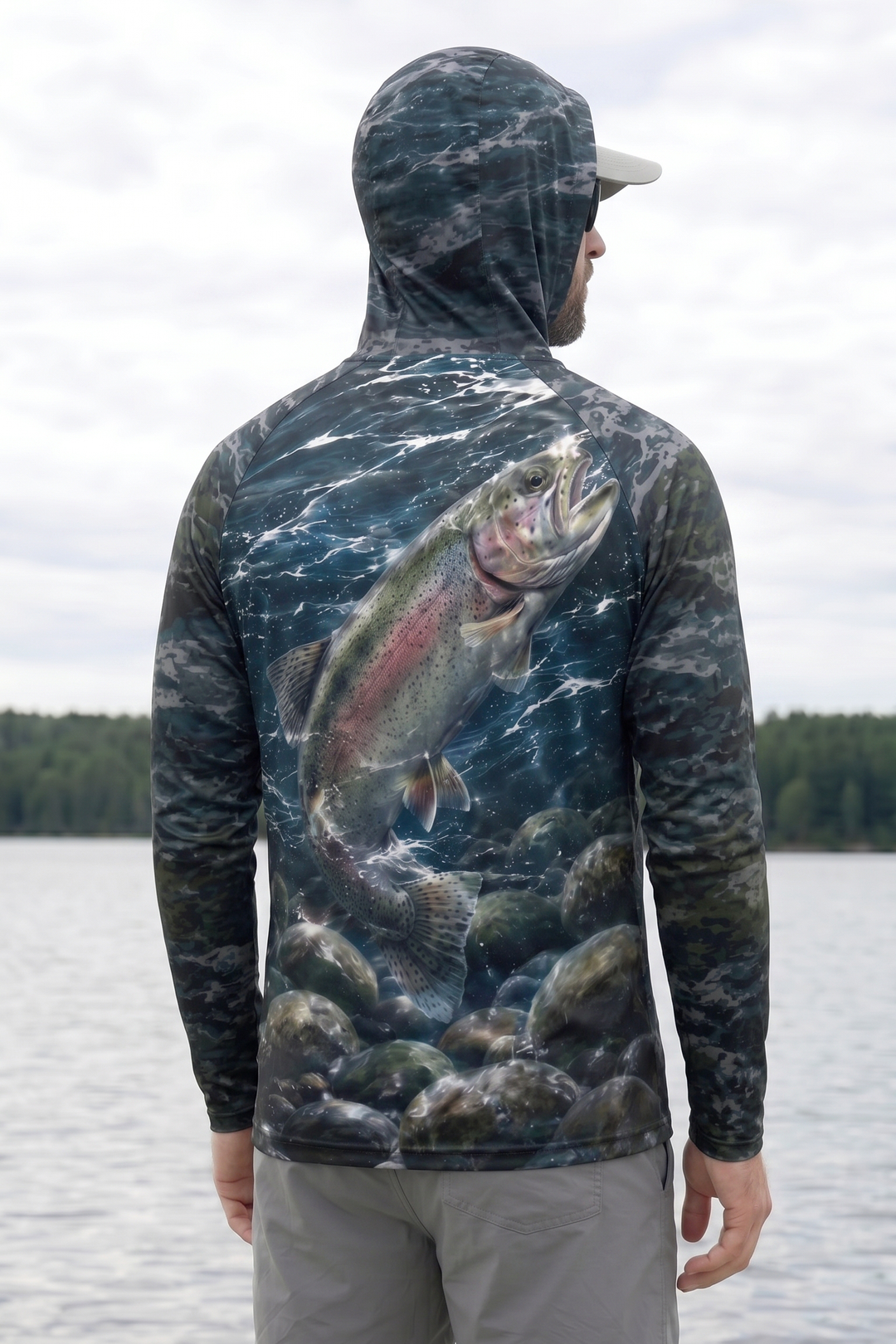 AirLite Fishing Sun Hoodie - River Trout Breaker - MHL008 lifestyle artwork side